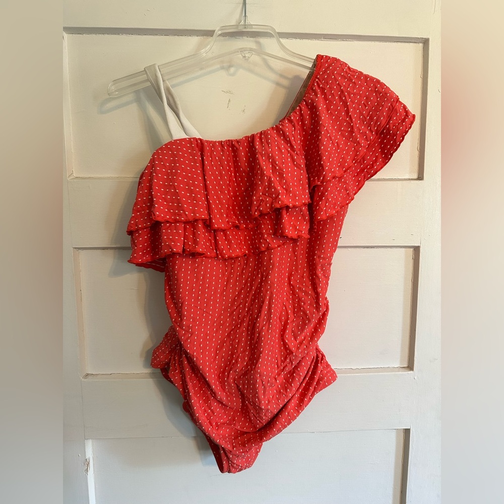 Swim by Cacique Red Polka Dot One Piece Swimsuit